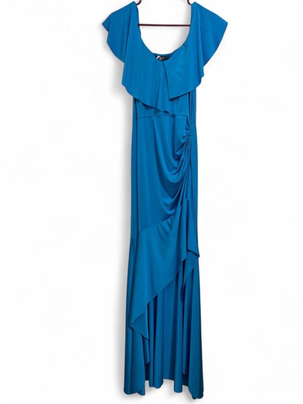 Pinkblush Teal-Blue Ruffle-Detail Maxi Dress